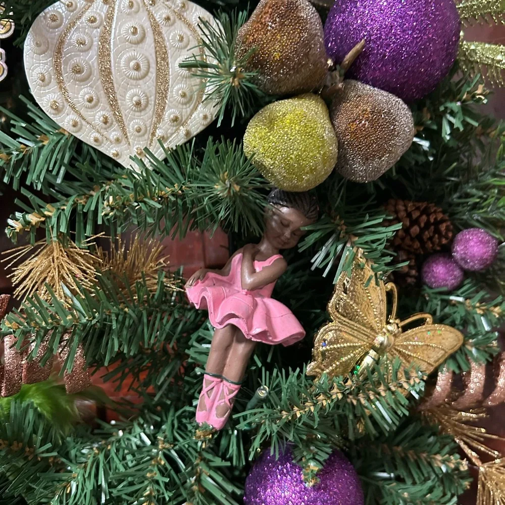 Elegant Holiday Wreath with Purple and Gold Accents